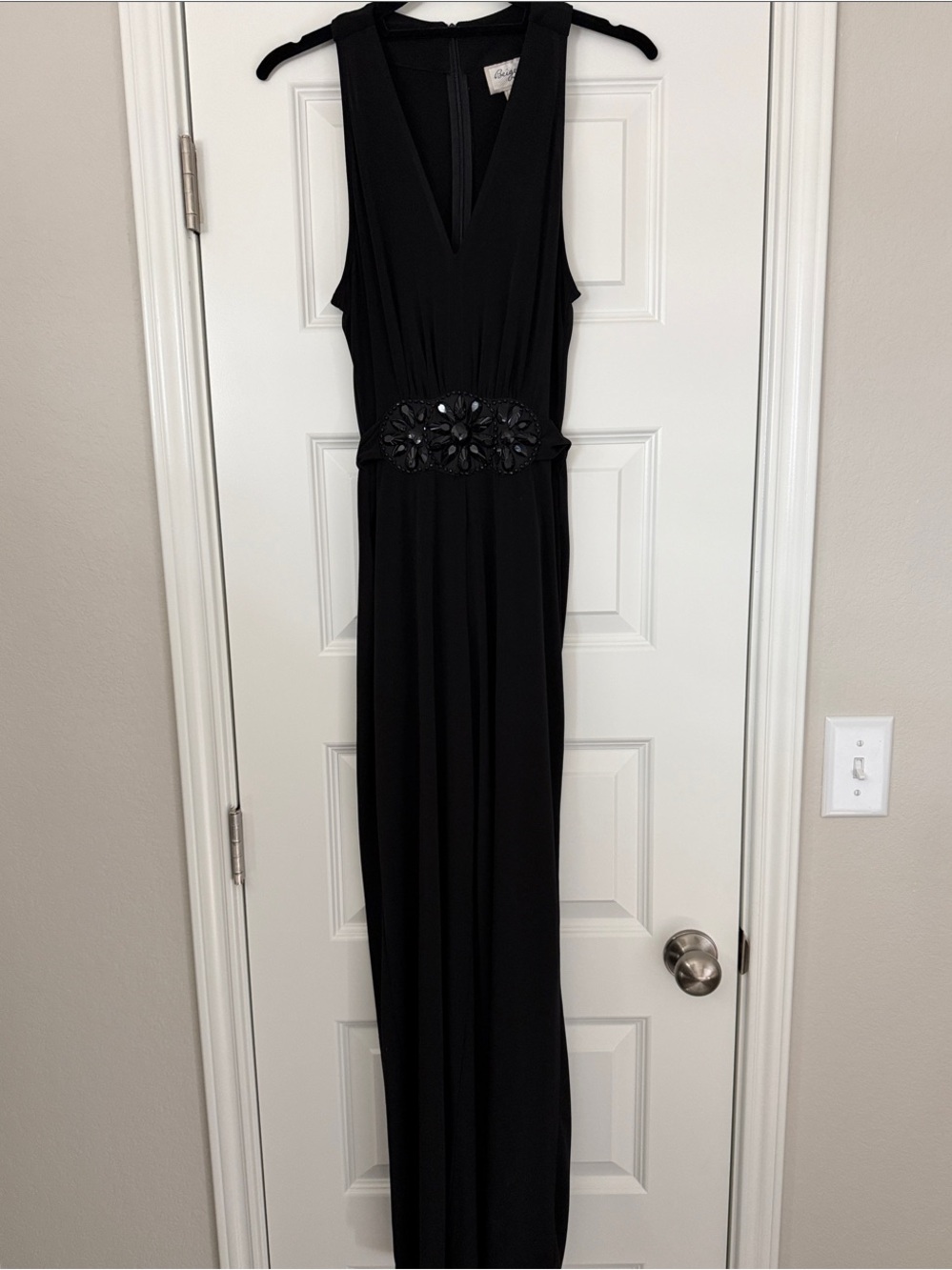 ECI Black Sleeveless Maxi Dress with Beaded Waist